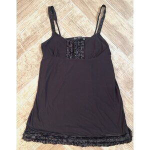 CAMISOLE Teddy Lingerie SzXL Babydoll Black Heart Buttons Satin Ruffle Stretchy